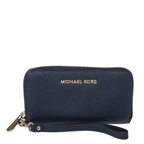 michael kors dark blue wallet with logo|Michael Kors wristlet wallet outlet.